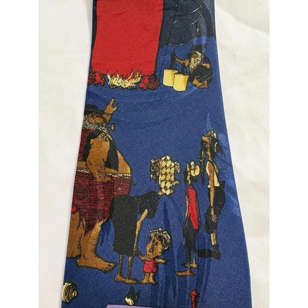 Hallmark Moonshine Cabin Novelty Tie Folk‎ Art Americana Camping Scene 64